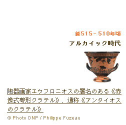 前515‐510年頃 アルカイック時代 陶器画家エウフロニオスの署名のある《赤像式萼形クラテル》、通称《アンタイオスのクラテル》(c)Photo DNP / Philippe Fuzeau